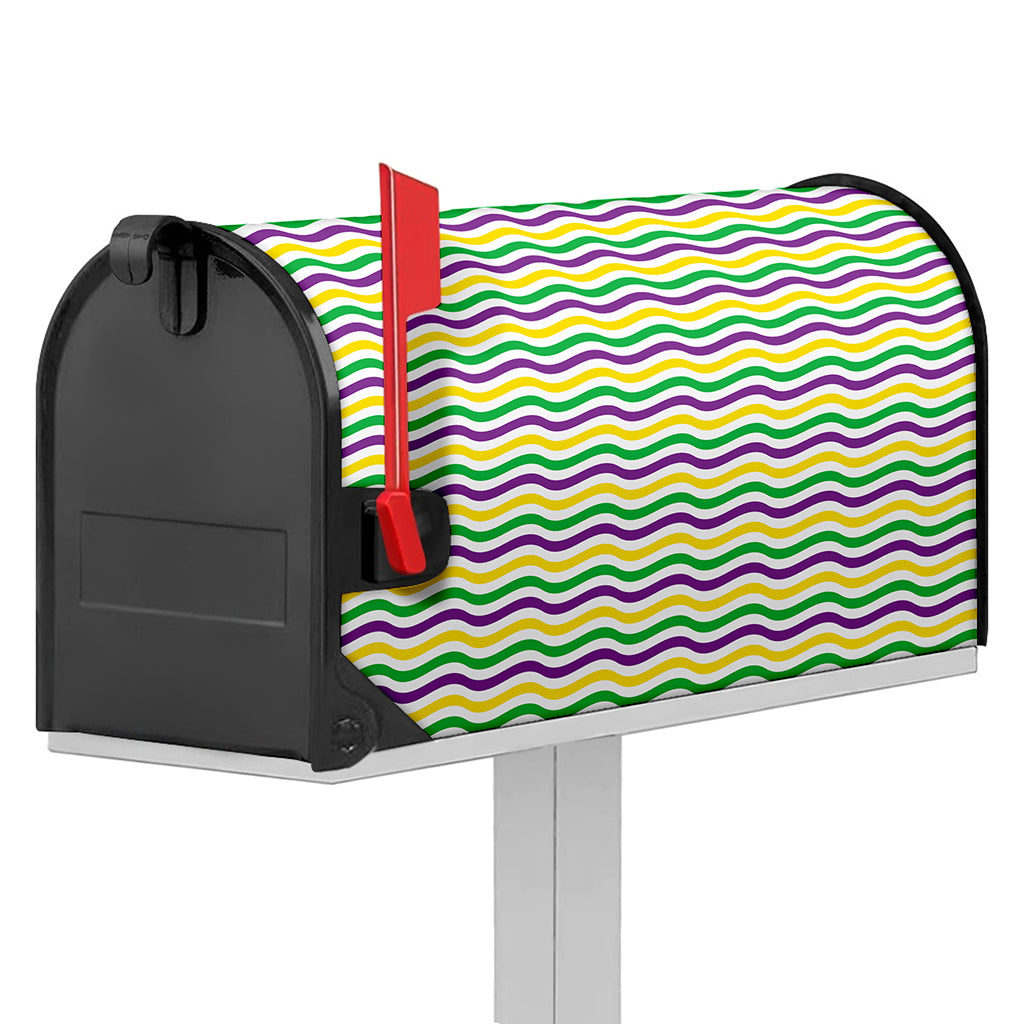 Mardi Gras Wave Pattern Print Mailbox Cover