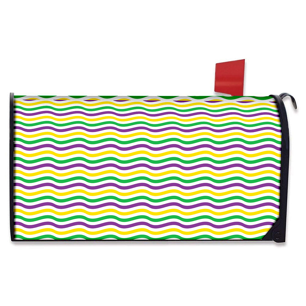 Mardi Gras Wave Pattern Print Mailbox Cover