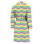 Mardi Gras Wave Pattern Print Men's Bathrobe