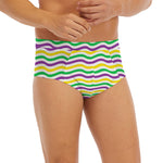 Mardi Gras Wave Pattern Print Men's Briefs