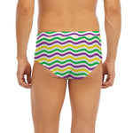 Mardi Gras Wave Pattern Print Men's Briefs