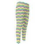 Mardi Gras Wave Pattern Print Men's Compression Pants