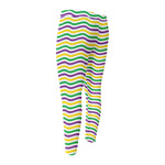 Mardi Gras Wave Pattern Print Men's Compression Pants