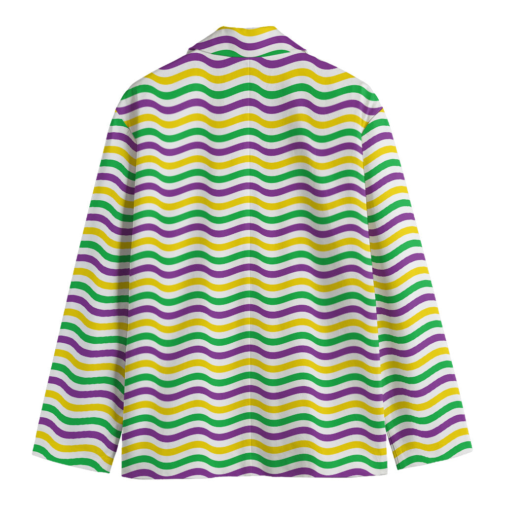 Mardi Gras Wave Pattern Print Men's Cotton Blazer