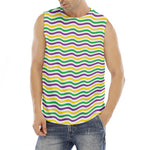 Mardi Gras Wave Pattern Print Men's Fitness Tank Top