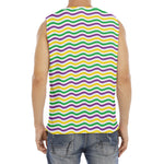 Mardi Gras Wave Pattern Print Men's Fitness Tank Top