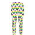 Mardi Gras Wave Pattern Print Men's Leggings