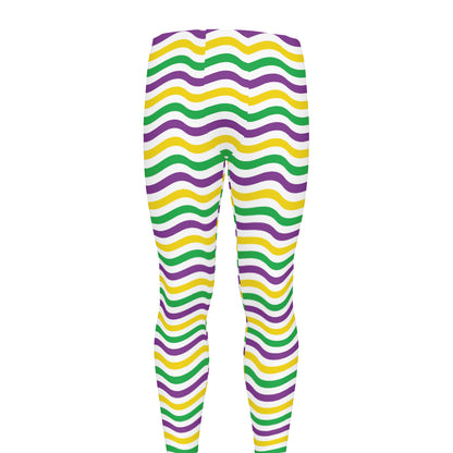 Mardi Gras Wave Pattern Print Men's leggings