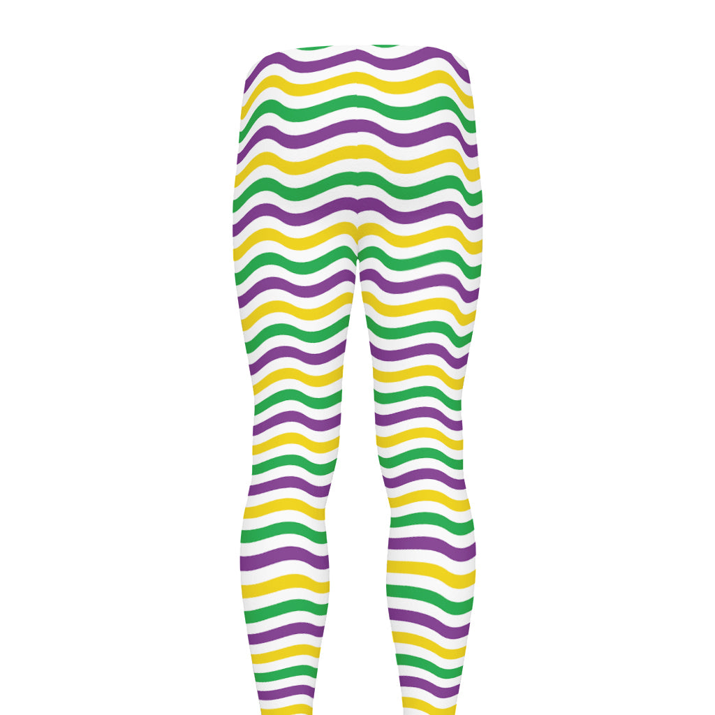 Mardi Gras Wave Pattern Print Men's leggings