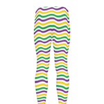 Mardi Gras Wave Pattern Print Men's leggings