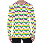 Mardi Gras Wave Pattern Print Men's Long Sleeve T-Shirt