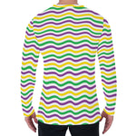 Mardi Gras Wave Pattern Print Men's Long Sleeve T-Shirt