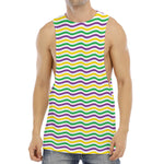 Mardi Gras Wave Pattern Print Men's Muscle Tank Top