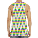 Mardi Gras Wave Pattern Print Men's Muscle Tank Top