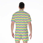 Mardi Gras Wave Pattern Print Men's Rompers