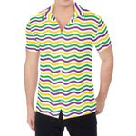 Mardi Gras Wave Pattern Print Men's Shirt