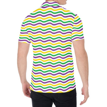 Mardi Gras Wave Pattern Print Men's Shirt