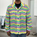 Mardi Gras Wave Pattern Print Men's Shirt Jacket