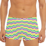 Mardi Gras Wave Pattern Print Men's Short Boxer Briefs