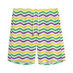 Mardi Gras Wave Pattern Print Men's Sports Shorts