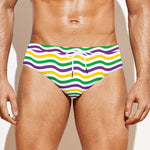 Mardi Gras Wave Pattern Print Men's Swim Briefs