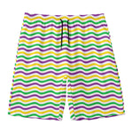 Mardi Gras Wave Pattern Print Men's Swim Trunks
