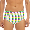 Mardi Gras Wave Pattern Print Men's Triangle Swim Briefs