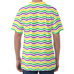 Mardi Gras Wave Pattern Print Men's Velvet T-Shirt