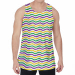 Mardi Gras Wave Pattern Print Men's Velvet Tank Top