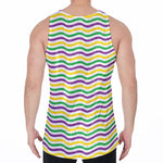 Mardi Gras Wave Pattern Print Men's Velvet Tank Top