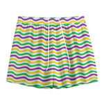 Mardi Gras Wave Pattern Print Mesh Shorts