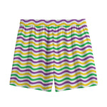 Mardi Gras Wave Pattern Print Mesh Shorts