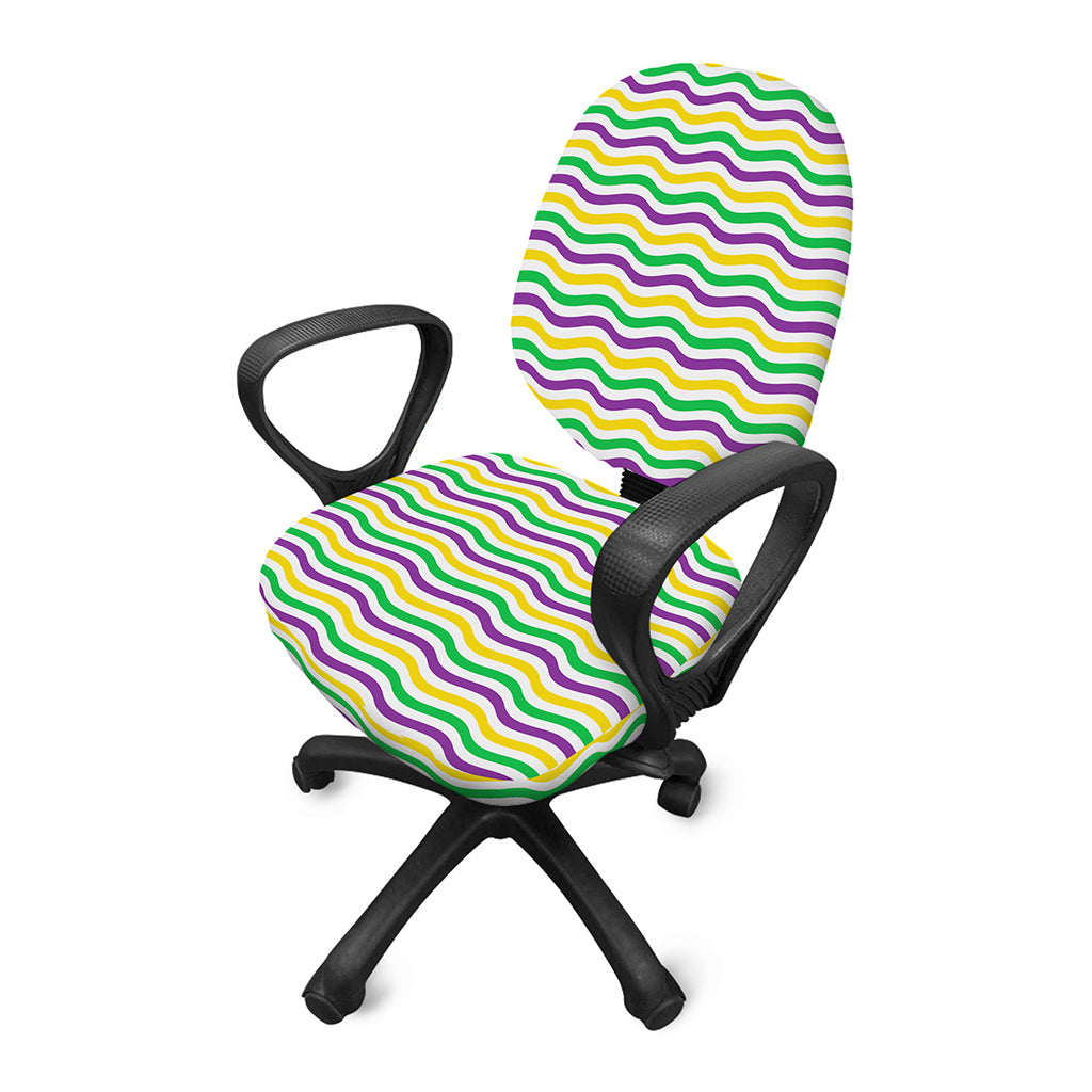 Mardi Gras Wave Pattern Print Office Chair Cover