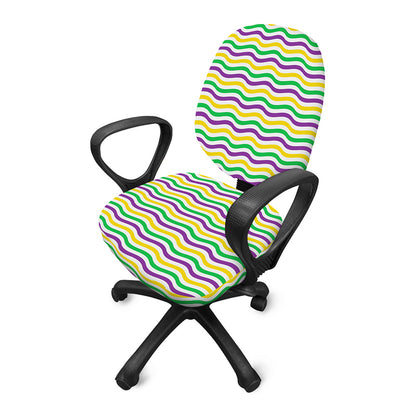 Mardi Gras Wave Pattern Print Office Chair Cover