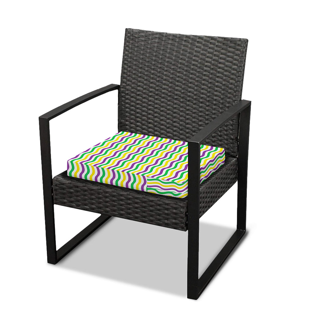 Mardi Gras Wave Pattern Print Outdoor Seat Cushion Cover