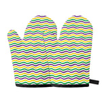 Mardi Gras Wave Pattern Print Oven Mitts