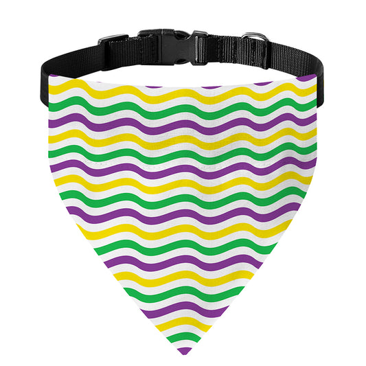 Mardi Gras Wave Pattern Print Over The Collar Dog Bandana
