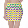 Mardi Gras Wave Pattern Print Pencil Mini Skirt