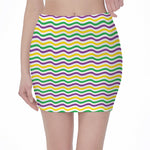 Mardi Gras Wave Pattern Print Pencil Mini Skirt