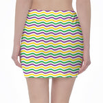 Mardi Gras Wave Pattern Print Pencil Mini Skirt