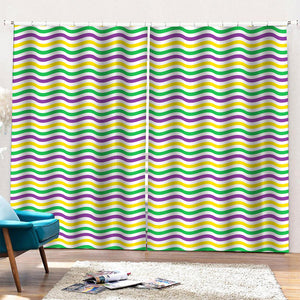 Mardi Gras Wave Pattern Print Pencil Pleat Curtains