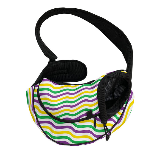 Mardi Gras Wave Pattern Print Pet Sling Carrier