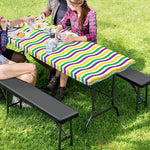 Mardi Gras Wave Pattern Print Picnic Table Cover