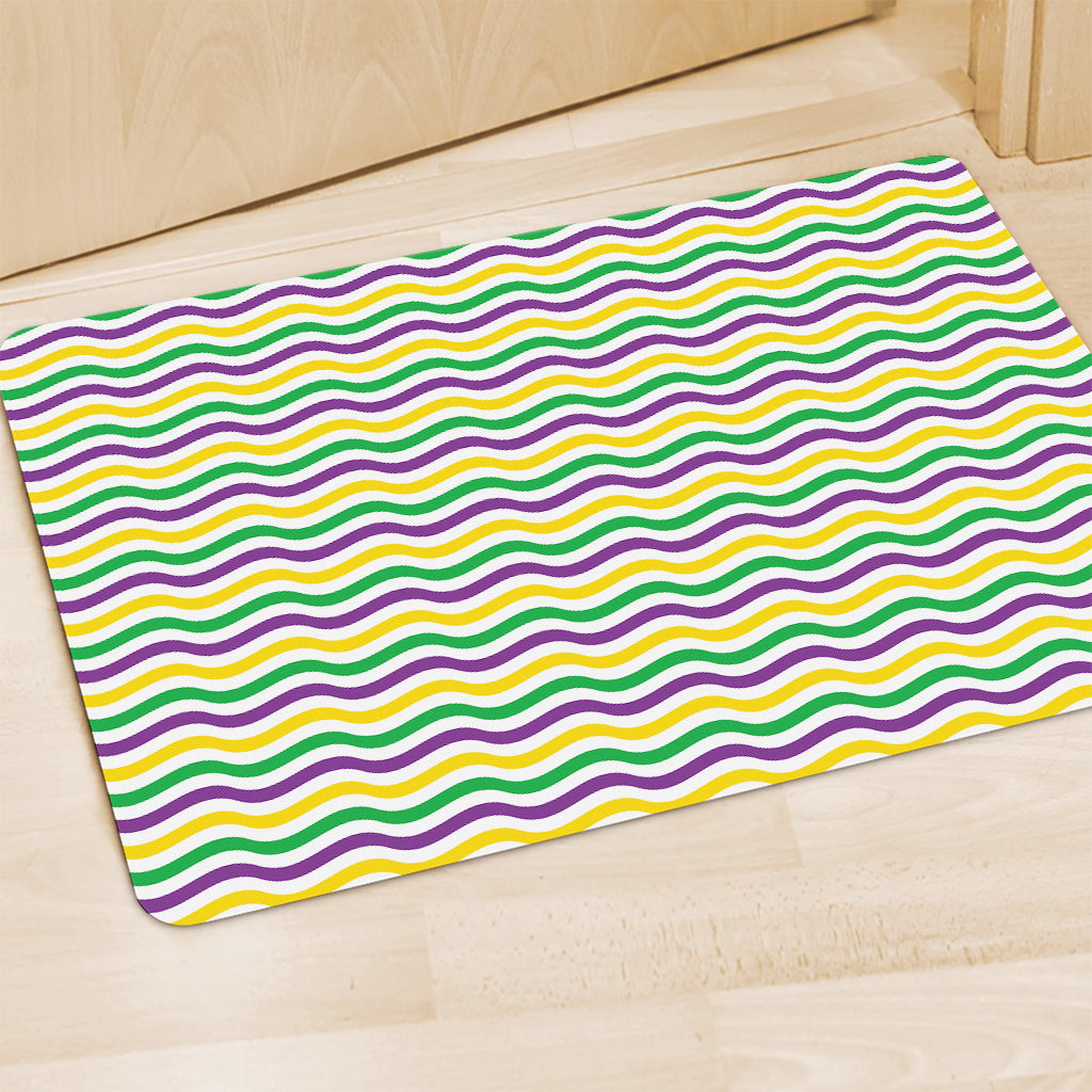 Mardi Gras Wave Pattern Print Polyester Doormat