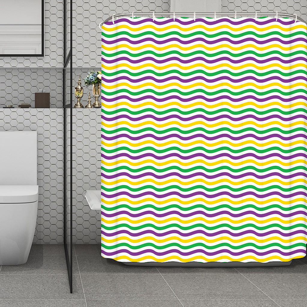 Mardi Gras Wave Pattern Print Polyester Shower Curtain
