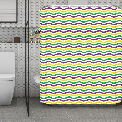 Mardi Gras Wave Pattern Print Polyester Shower Curtain