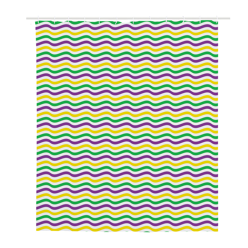 Mardi Gras Wave Pattern Print Polyester Shower Curtain