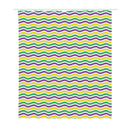 Mardi Gras Wave Pattern Print Polyester Shower Curtain
