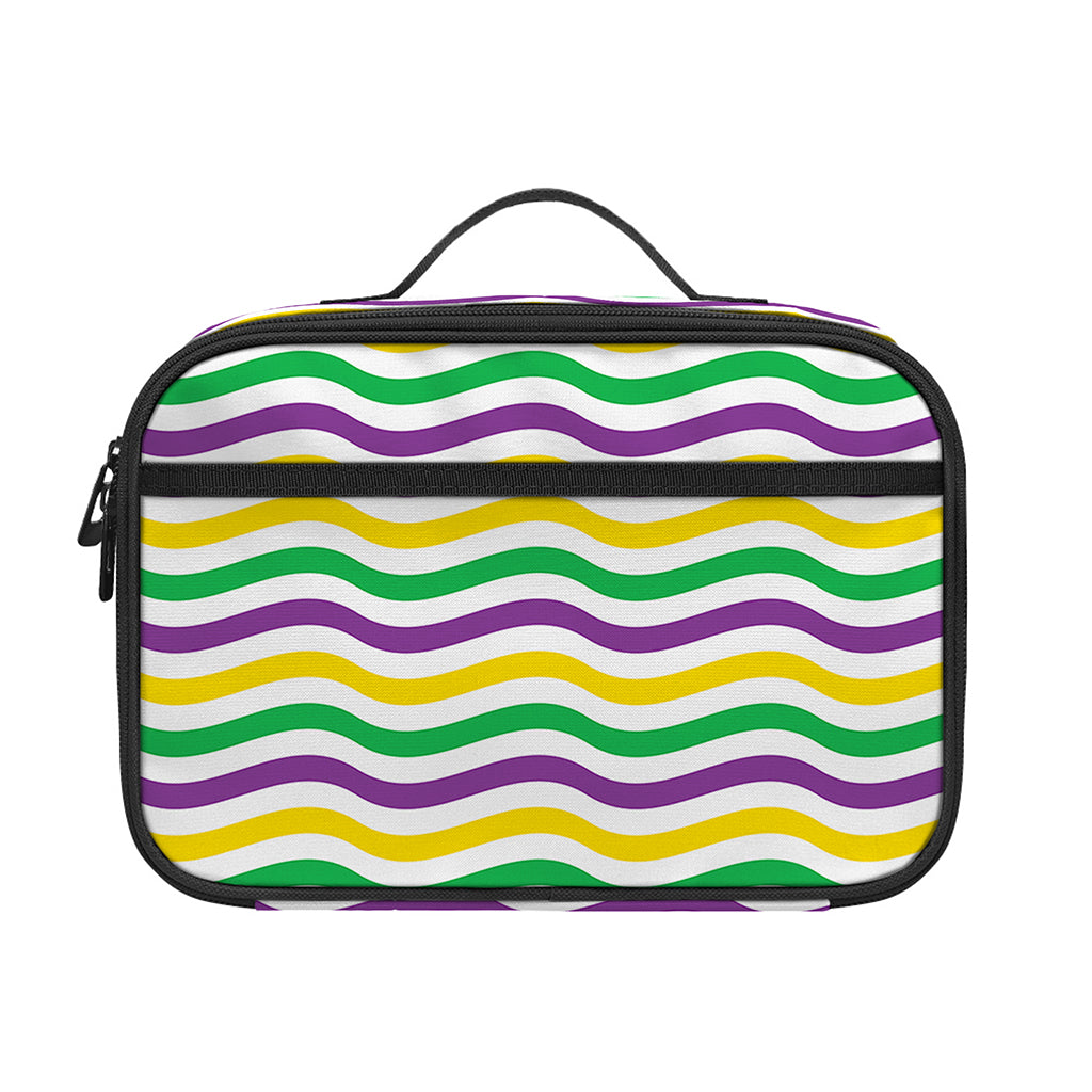 Mardi Gras Wave Pattern Print Portable Lunch Bag