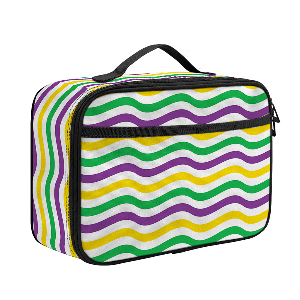 Mardi Gras Wave Pattern Print Portable Lunch Bag